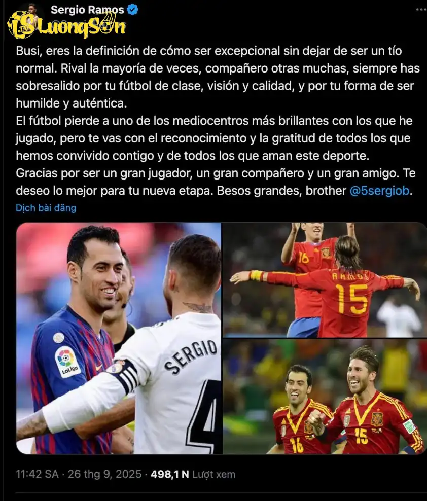 Lời nhắn ý nghĩa của Ramos nhận được sự ủng hộ từ rất nhiều CĐV trên toàn thế giới.